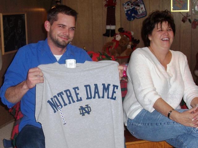 100_3421.JPG - ... and here with new Notre Dame sweatshirt.