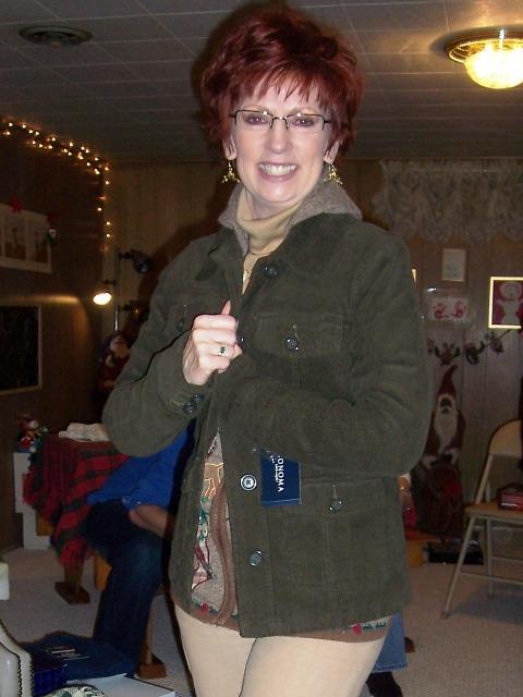 100_3428.JPG - Pam modeling her new coat.