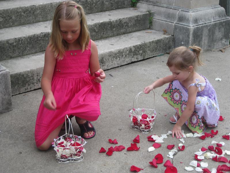 IMG_0619.JPG - Sydney and Kylie collect the petals for the real thing tomorrow!
