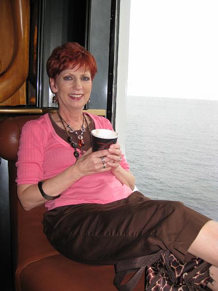 IMG_0218.JPG - Pam relaxing with a cappucino on the promenade.