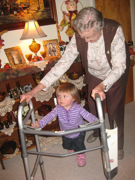 IMG_1131.JPG - Macie was fascinated with Mom's walker.