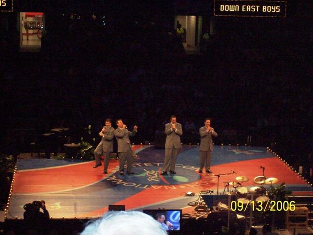 100_2163.JPG - This was the view from our Wednesday night seats. The Down East Boys are on stage.